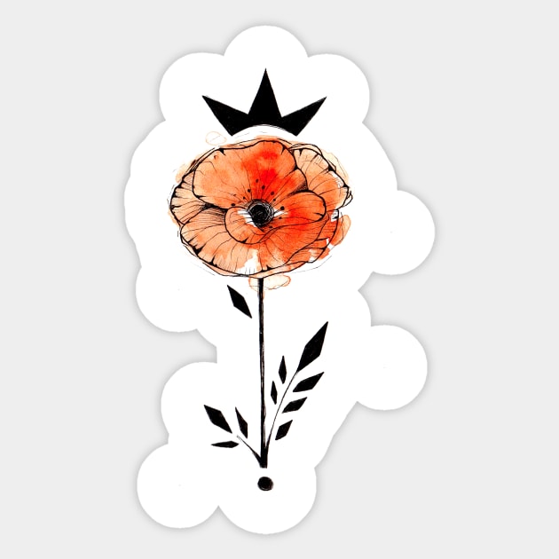 Poppy Inktober Sticker by RubisFirenos